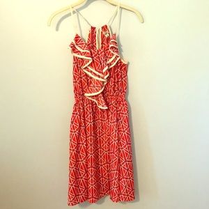 Red patterned dress